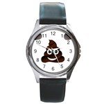 Funny Poop Emoji Round Metal Watch