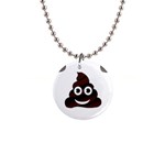 Funny Poop Emoji 1  Button Necklace