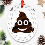 Funny Poop Emoji Ornament (Oval Filigree)