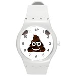 Funny Poop Emoji Round Plastic Sport Watch (M)