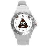 Funny Poop Emoji Round Plastic Sport Watch (L)