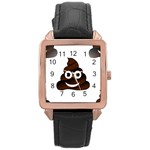 Funny Poop Emoji Rose Gold Leather Watch 