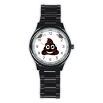 Funny Poop Emoji Stainless Steel Round Watch