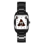 Funny Poop Emoji Stainless Steel Barrel Watch