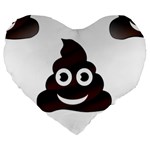 Funny Poop Emoji Large 19  Premium Flano Heart Shape Cushion