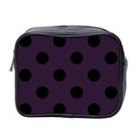 Polka Dots - Black on Dark Purple Mini Toiletries Bag (Two Sides)