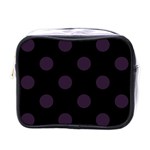 Polka Dots - Dark Purple on Black Mini Toiletries Bag (One Side)