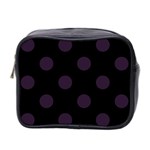 Polka Dots - Dark Purple on Black Mini Toiletries Bag (Two Sides)