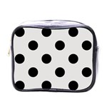 Polka Dots - Black on Platinum Gray Mini Toiletries Bag (One Side)