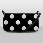 Polka Dots - Platinum Gray on Black Shoulder Clutch Bag