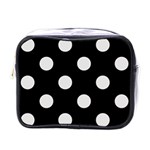 Polka Dots - Platinum Gray on Black Mini Toiletries Bag (One Side)