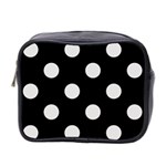 Polka Dots - Platinum Gray on Black Mini Toiletries Bag (Two Sides)