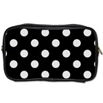 Polka Dots - Platinum Gray on Black Toiletries Bag (One Side)