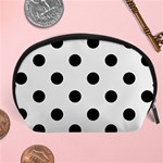 Polka Dots - Black on Pale Gray Accessory Pouch (Large)