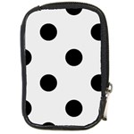 Polka Dots - Black on Pale Gray Compact Camera Leather Case