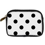 Polka Dots - Black on Pale Gray Digital Camera Leather Case