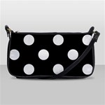 Polka Dots - Pale Gray on Black Shoulder Clutch Bag