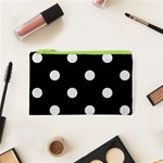 Polka Dots - Pale Gray on Black Canvas Cosmetic Bag (XS)