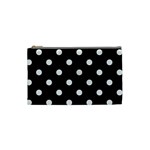 Polka Dots - Pale Gray on Black Cosmetic Bag (S)