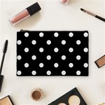 Polka Dots - Pale Gray on Black Cosmetic Bag (M)