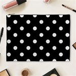 Polka Dots - Pale Gray on Black Cosmetic Bag (XL)