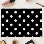 Polka Dots - Pale Gray on Black Cosmetic Bag (XXL)