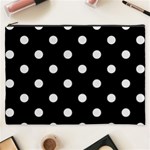 Polka Dots - Pale Gray on Black Cosmetic Bag (XXXL)