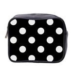 Polka Dots - Pale Gray on Black Mini Toiletries Bag (Two Sides)