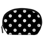 Polka Dots - Pale Gray on Black Accessory Pouch (Large)