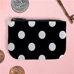 Polka Dots - Pale Gray on Black Mini Coin Purse