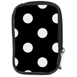 Polka Dots - Pale Gray on Black Compact Camera Leather Case