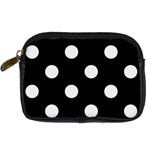 Polka Dots - Pale Gray on Black Digital Camera Leather Case