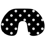 Polka Dots - Pale Gray on Black Travel Neck Pillow