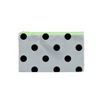 Polka Dots - Black on Gainsboro Gray Canvas Cosmetic Bag (XS)