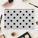 Polka Dots - Black on Gainsboro Gray Cosmetic Bag (L)