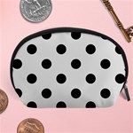 Polka Dots - Black on Gainsboro Gray Accessory Pouch (Large)