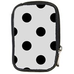 Polka Dots - Black on Gainsboro Gray Compact Camera Leather Case