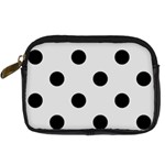 Polka Dots - Black on Gainsboro Gray Digital Camera Leather Case