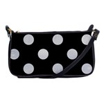 Polka Dots - Gainsboro Gray on Black Shoulder Clutch Bag