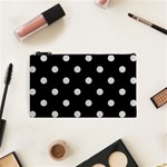 Polka Dots - Gainsboro Gray on Black Cosmetic Bag (S)