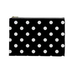 Polka Dots - Gainsboro Gray on Black Cosmetic Bag (L)