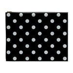 Polka Dots - Gainsboro Gray on Black Cosmetic Bag (XL)