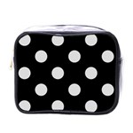 Polka Dots - Gainsboro Gray on Black Mini Toiletries Bag (One Side)