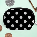 Polka Dots - Gainsboro Gray on Black Accessory Pouch (Medium)