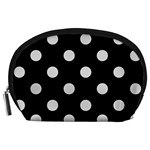 Polka Dots - Gainsboro Gray on Black Accessory Pouch (Large)