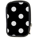 Polka Dots - Gainsboro Gray on Black Compact Camera Leather Case