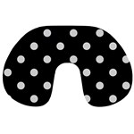 Polka Dots - Gainsboro Gray on Black Travel Neck Pillow