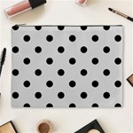 Polka Dots - Black on Light Gray Cosmetic Bag (XL)