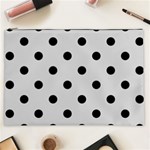 Polka Dots - Black on Light Gray Cosmetic Bag (XXL)