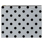 Polka Dots - Black on Light Gray Cosmetic Bag (XXXL)